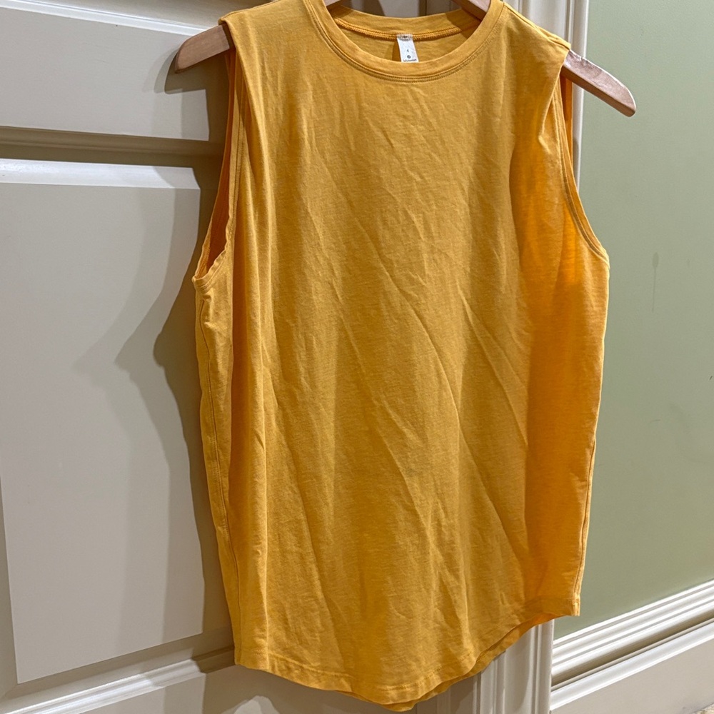 Lululemon Women's Love Muscle Tank Top Pima Cotton Mustard Yellow Gold Size 4